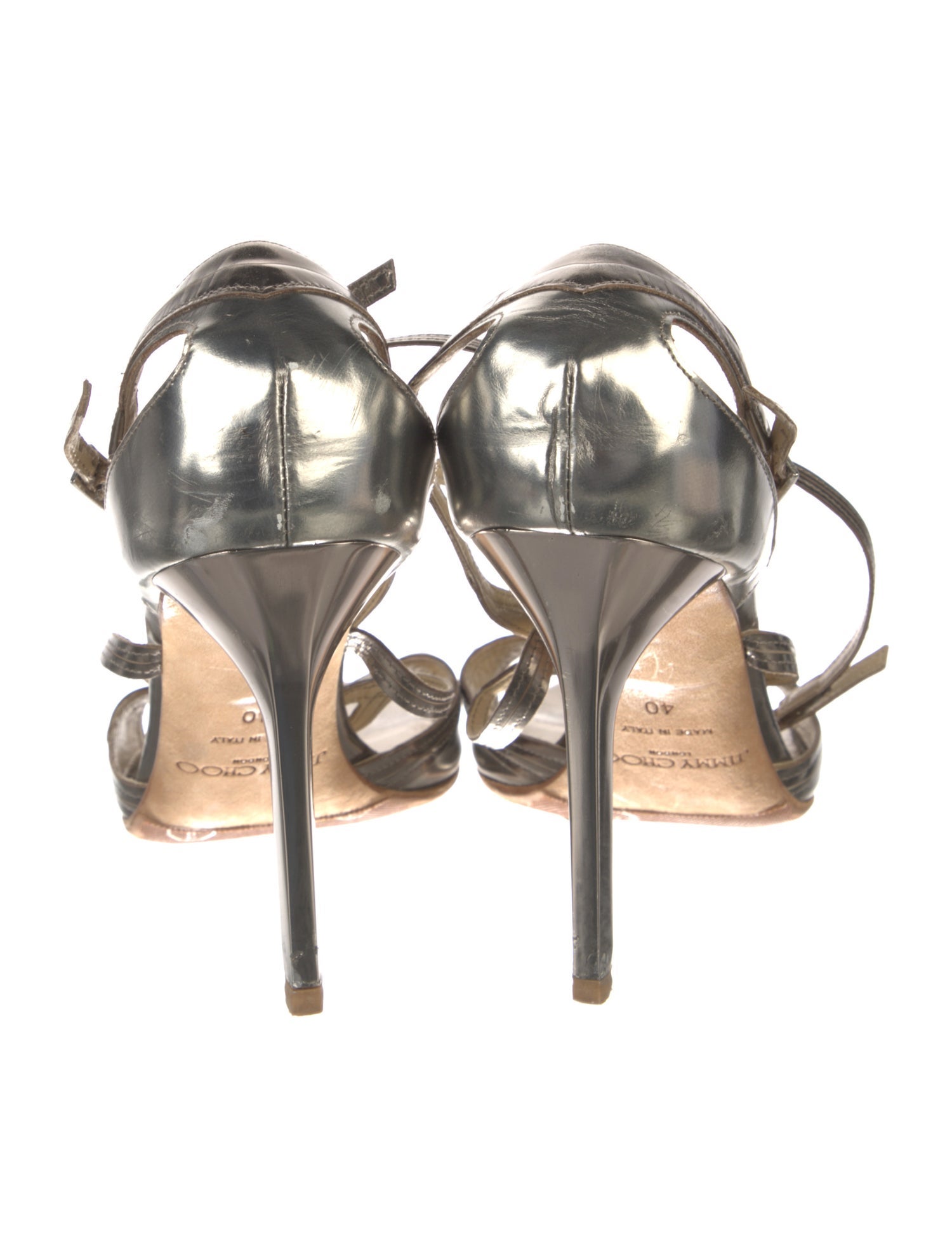 Jimmy Choo Patent Leather Cutout Accent Slingback Sandals